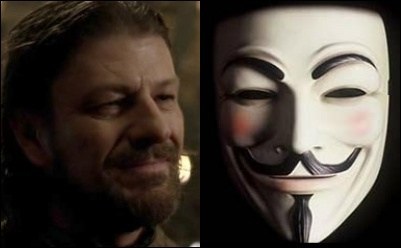 Ned Stark ja Guy Fawkesi mask